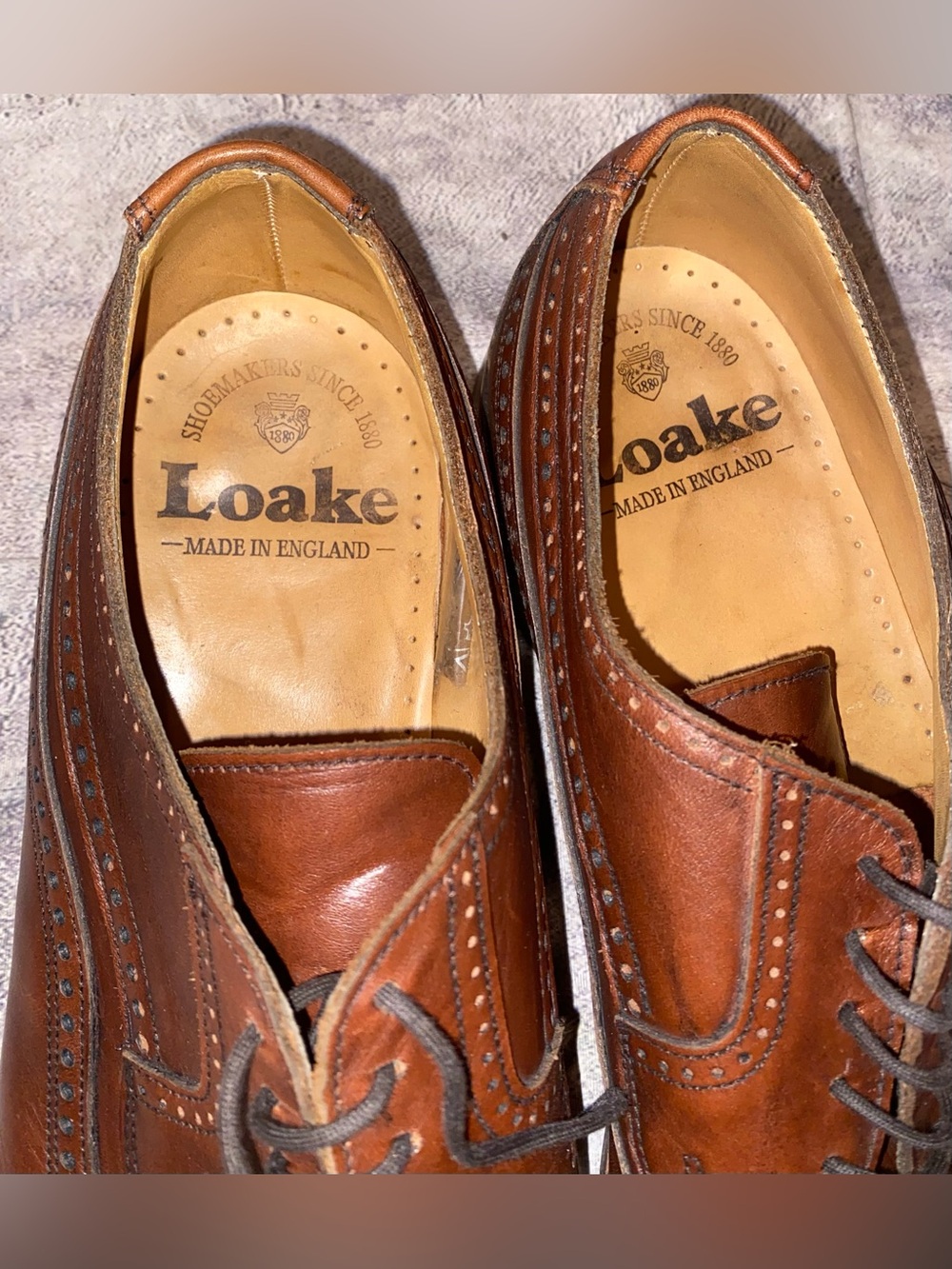Loake Derby Oxfords Long Wing Brogues Leather Dress Shoes Work Office 13 England - Picture 5 of 8